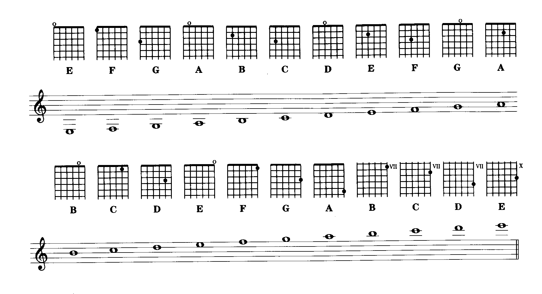 Guitar Note Chart Staff